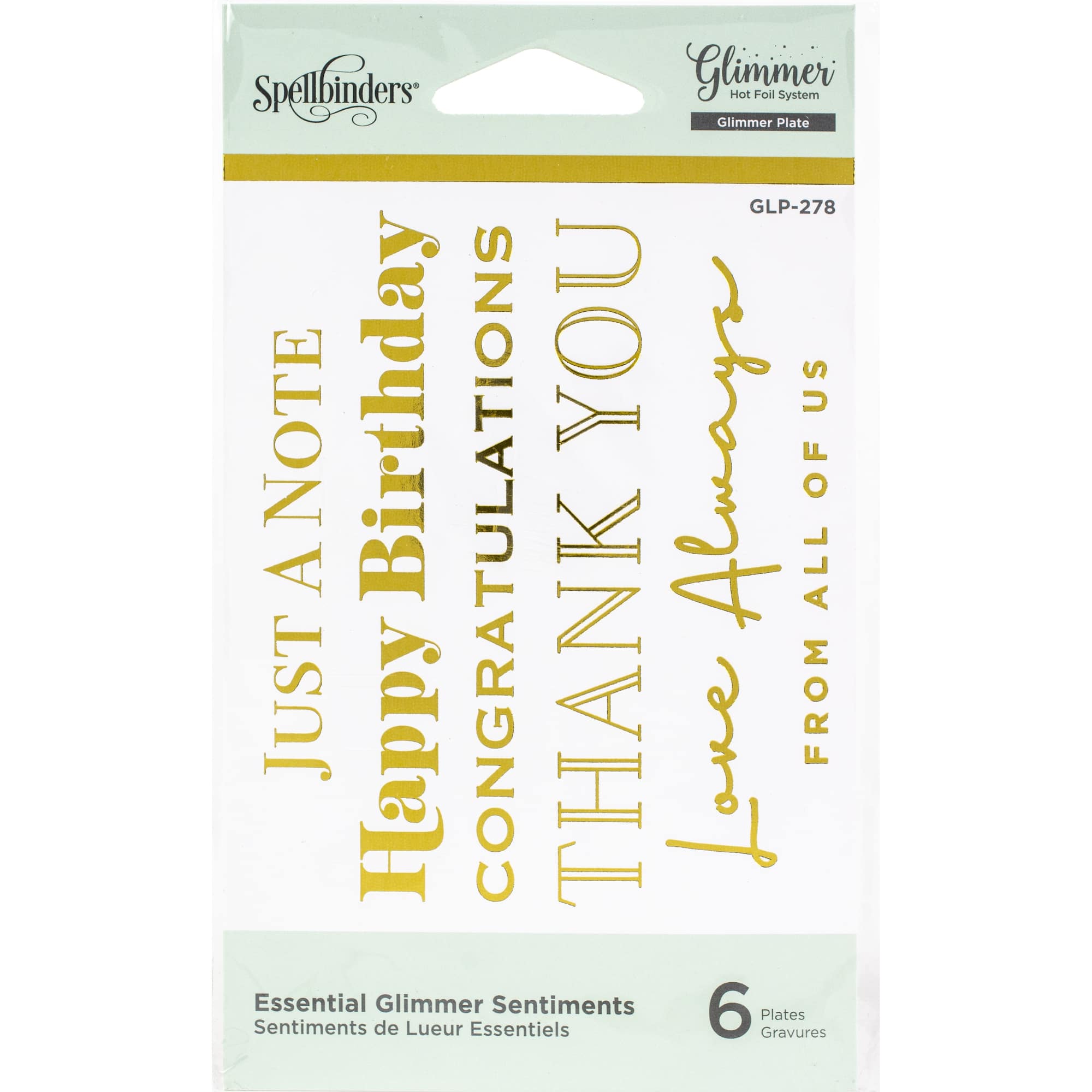 Spellbinders® Essential Sentiments Glimmer Hot Foil Plate